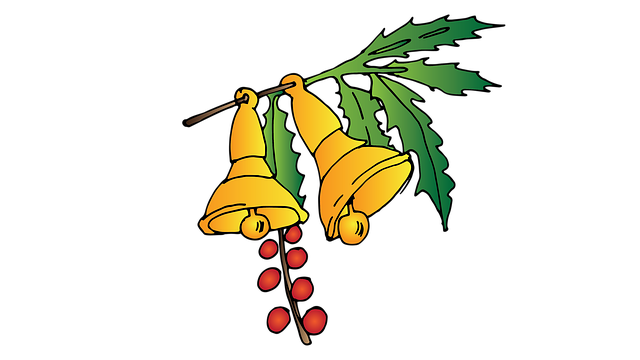 Free christmas bells mistletoe illustration