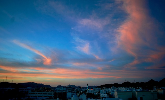 Pôr Do Sol, Muscat, Omã, Céu, Céu Azul