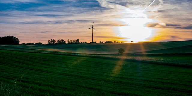 Landskap, Vindkraft, Vindmølle, Sol