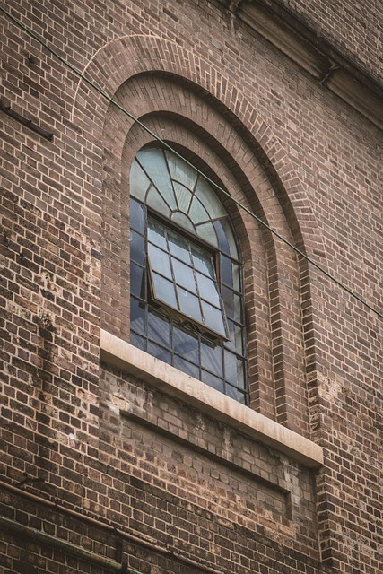 window, glass, industrial, factory, old, brick, red