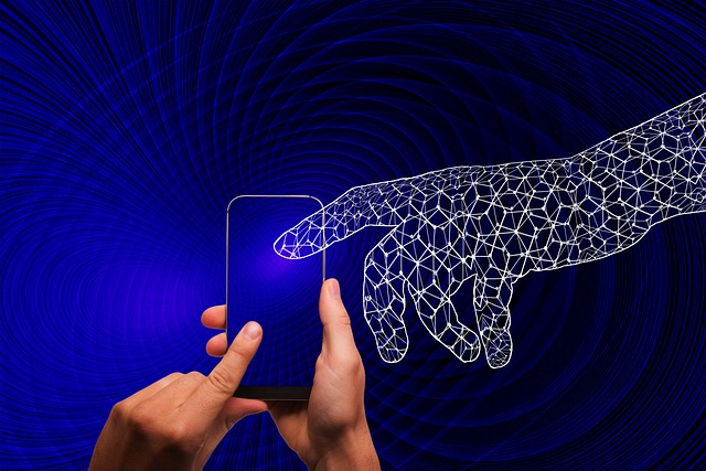 Digitalisierung, Platine, Hand, Finger