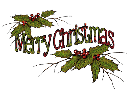 Hilsen, God Jul, Kristtorn, Jul, Tegning
