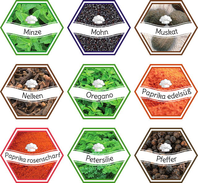 Free herbs spices label vector