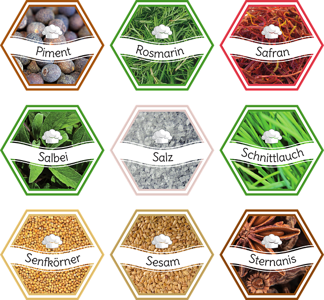Free herbs spices label illustration
