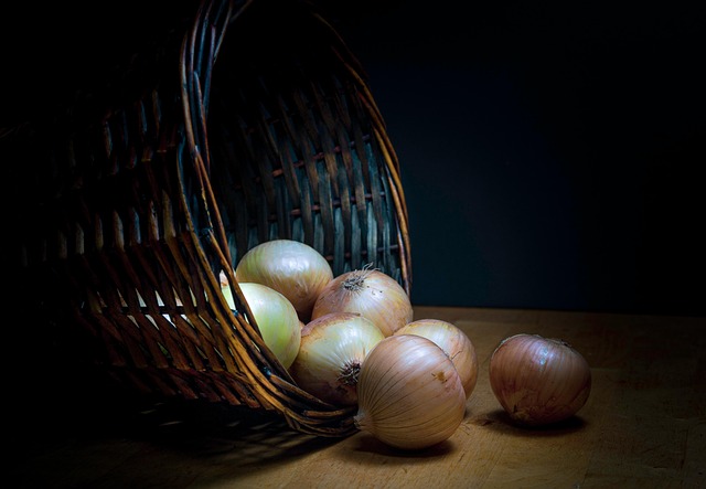 Cebollas, Verduras, Cesta, Comida