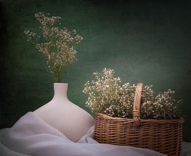 Jarrón, Papel Pintado De Flores