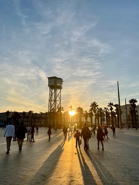 Barcelona, Strand, Sonnenuntergang