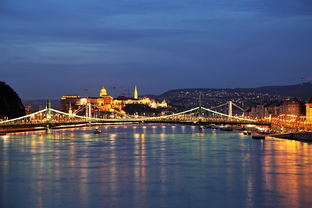 Budapeste, Rio, Ponte, Castelo, Luzes