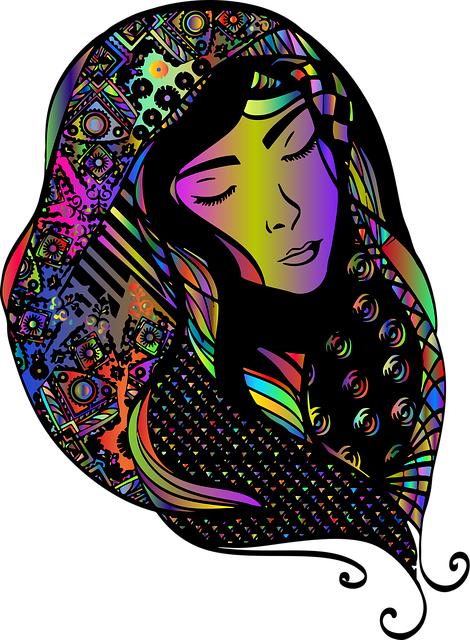 Free woman beauty scarf illustration