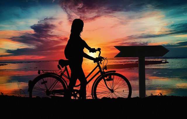 Free bicycle adventure sunset illustration