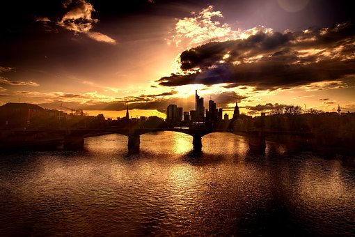 Frankfurt, Cidade, Alemanha, Céu, Urbano