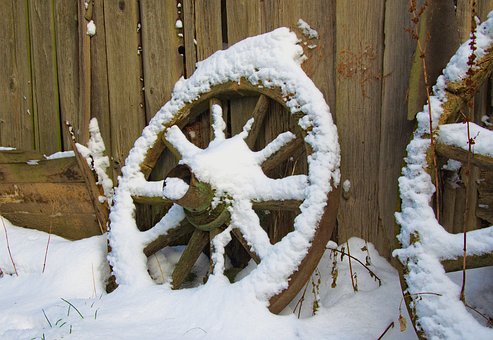 Winter, Schnee, Natur, Räder, Alt, Retro