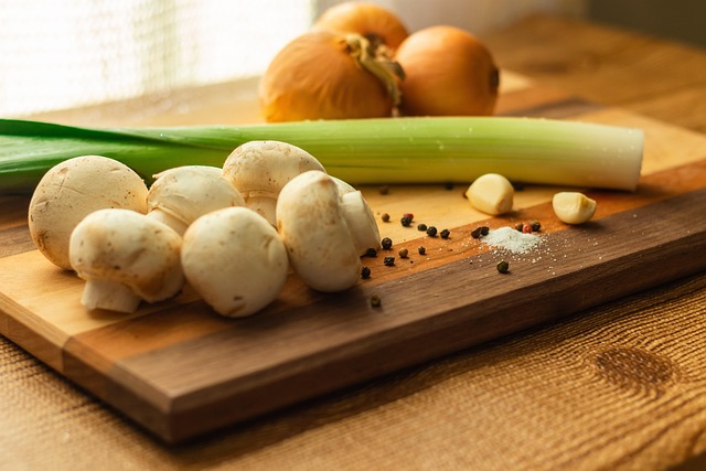 Champiñones, Puerro, Cebolla, Especias