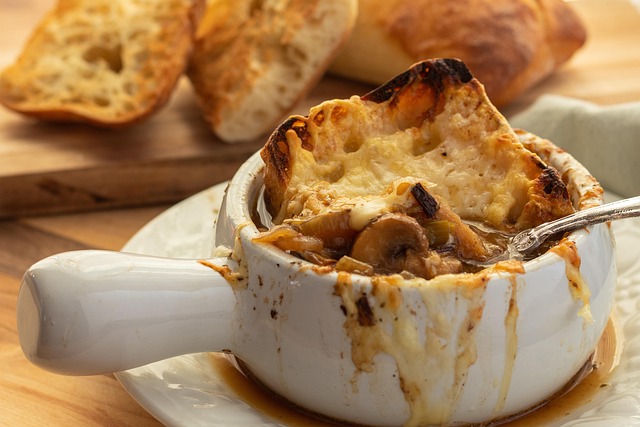 Cebolla, Comida, Sopa, Queso, Pan
