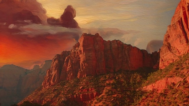 Free zion national park utah rock formations illustration