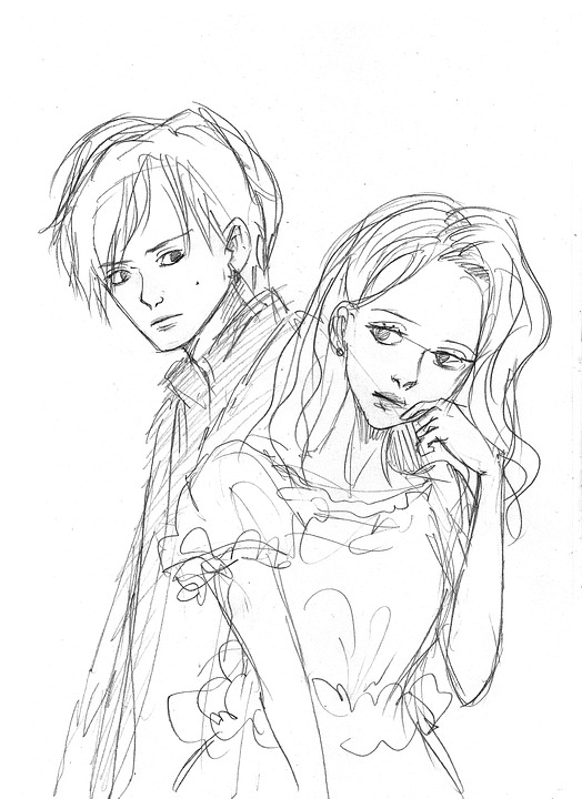 Download Young Woman, Boy, Sketch. Royalty-Free Stock Illustration ...
