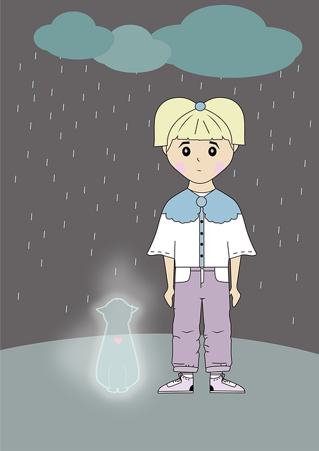 Free losing a pet child sadness illustration