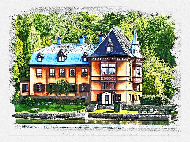 Free houses building promenade illustration