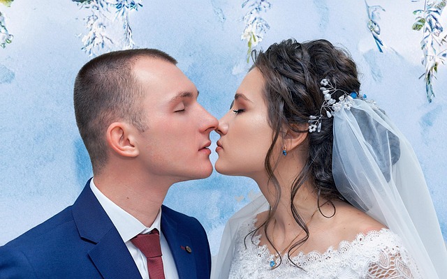 Zwei, Hochzeit, Kuss, Romantik, Liebe