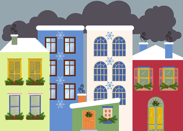 Free city houses overcast illustration
