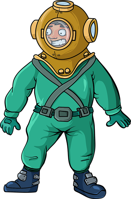 Free diver underwater the character vector