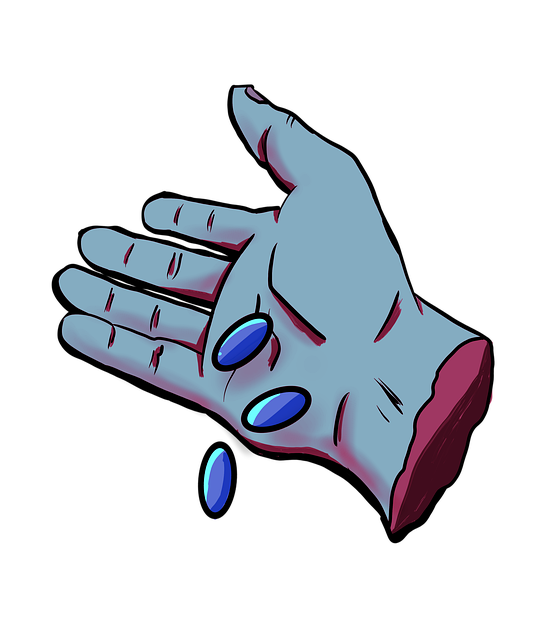 Download free HD stock image of Hand Pills Free hand pills blue pill illustration
