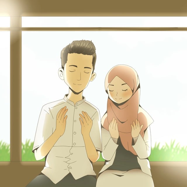 Free couple muslim hijab illustration