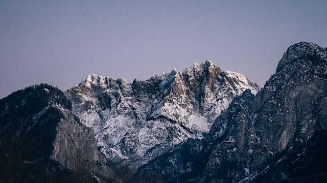 Austria, Montaña, Atardecer, Nieve