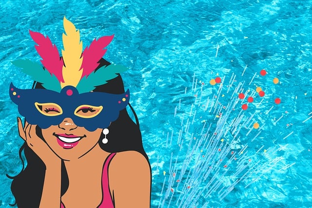 Karneval, Mädchen, Maske, Konfetti, Spaß