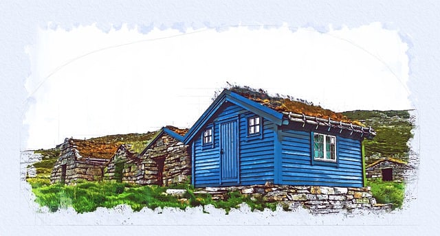 Free huts log house log cabins illustration