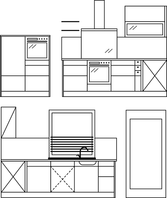 Free kitchen appliances layout vector