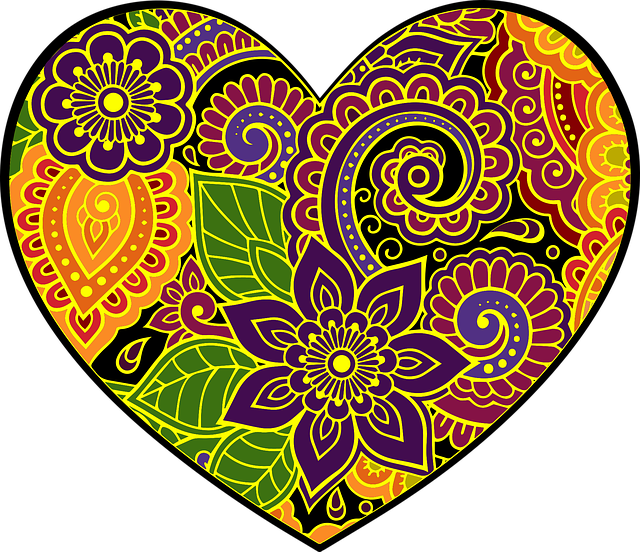 Free heart flowers colorful vector