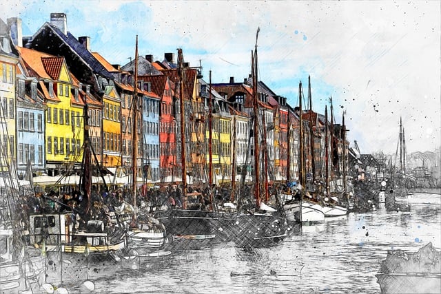 Free buildings boats architecture illustration
