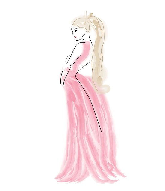 Free woman pink dress artwork illustration