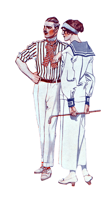 Golfer, Paar, Vintage Illustration