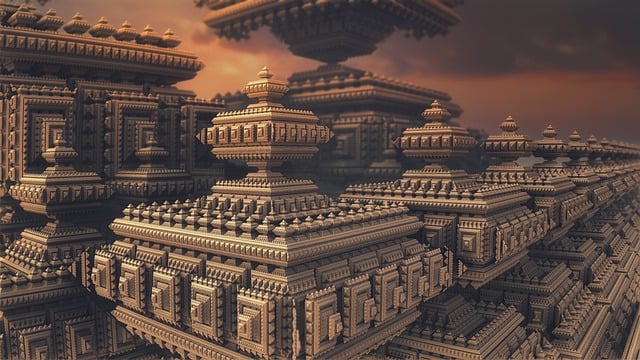 Free temple architecture sunset illustration