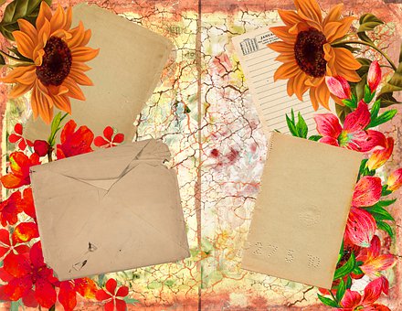 Scrapbog, Blomster, Solsikke, Kuvert