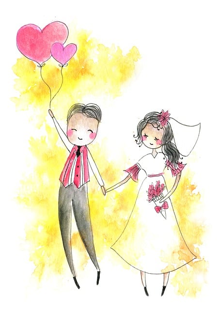 Free wedding love couple illustration