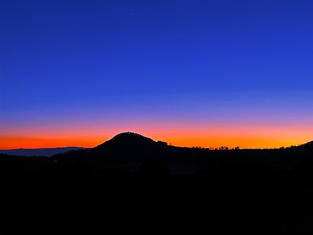 Pôr Do Sol, Panorama, Azul, Fundo