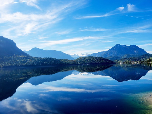 Berge, See, Reflexion, Wald, Sommer