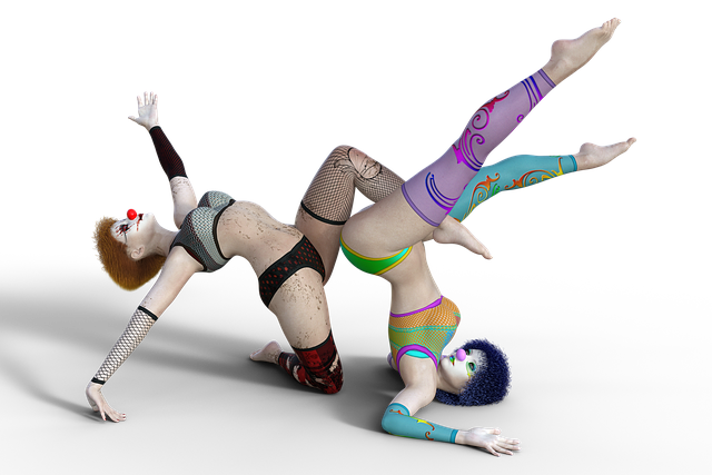 Free women clowns pantomime illustration