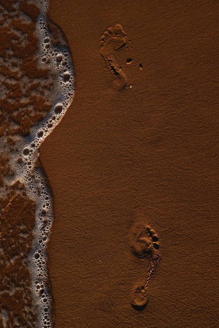 Meer, Sand, Fußabdrücke, Strand