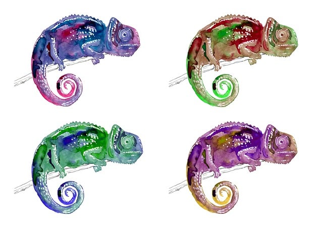 Free chameleon watercolor reptile illustration