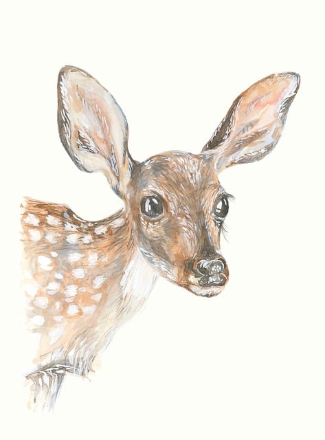 Free deer fawn painting illustration