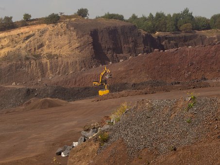 Steinbruch, Bagger, Schmutz, Landschaft