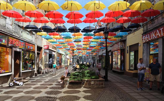 Free Colorful Umbrellas Street Decoration photo and picture