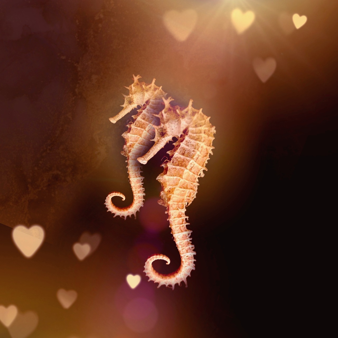 Free Seahorses Hearts photo and picture