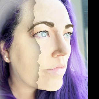 Paars Haar, Droom Als, Ogen, Blauwe Ogen