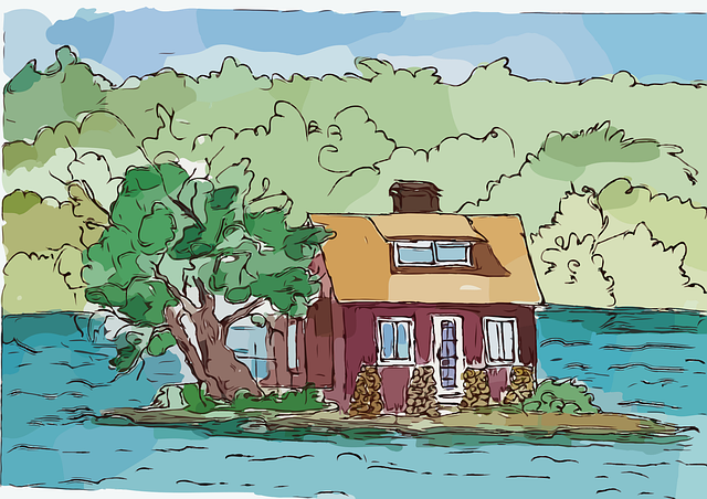 Free island house forest vector