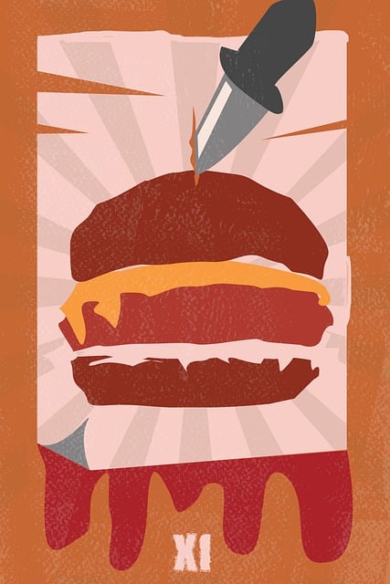 Free burger hamburger vintage poster illustration
